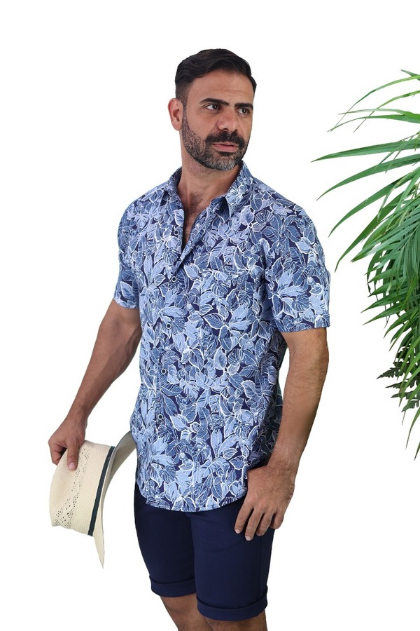 Camisa Hawaiana Manga Corta Slim Fit Para Hombre